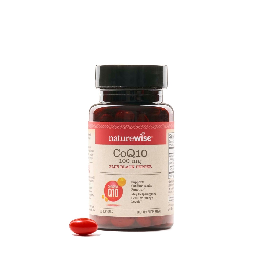 NatureWise CoQ10 100mg + ブラックペッパーSoftgels - 高吸収補酵素Q10 +ブラックペッパー - 心臓の健康のための抗酸化剤 + 細胞エネルギー - ビーガン、非GMO、グルテンフリー - 90カウント[90日の供給]