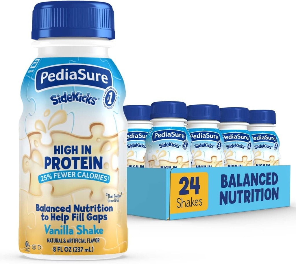 PediaSure SideKicks 栄養シェイク for Kids, バニラ, 8 fl oz (パック 24)