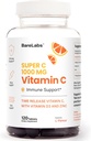 Time Release Vitamin C 1000 mg + Vitamin D3 1000 IU + Zinc 30 mg | Immune Support & Collagen Boost | Non-GMO, All-Day Antioxidant | 120 Tablets Super C