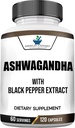 Ashwagandha 6000mgのAshwagandhaの根、Ashwagandhaのカプセル、有機性Ashwagandhaのカプセル、有機性、Ashwagandhaは有機性黒いコショウのエキス、Aswagandha、120のベジギー帽子と補います