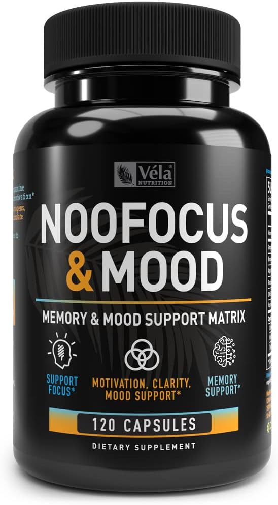 Nootropic - NooFocus & Mood Support Matrix | Memory & Focus Supplement for Brain | with Rhodiola, Vitamin B12, Alpha GPC, Huperzine A, DMAE | Focus, Memory, Energy & Mood Support* | 120 CT