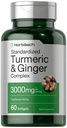 ホルバハチターメリックとジンジャーサプリメント3000mg | 60 Softgelカプセル | 黒胡椒エキス配合のターメリッククルクミンコンプレックス | ノンGMO、グルテンフリー