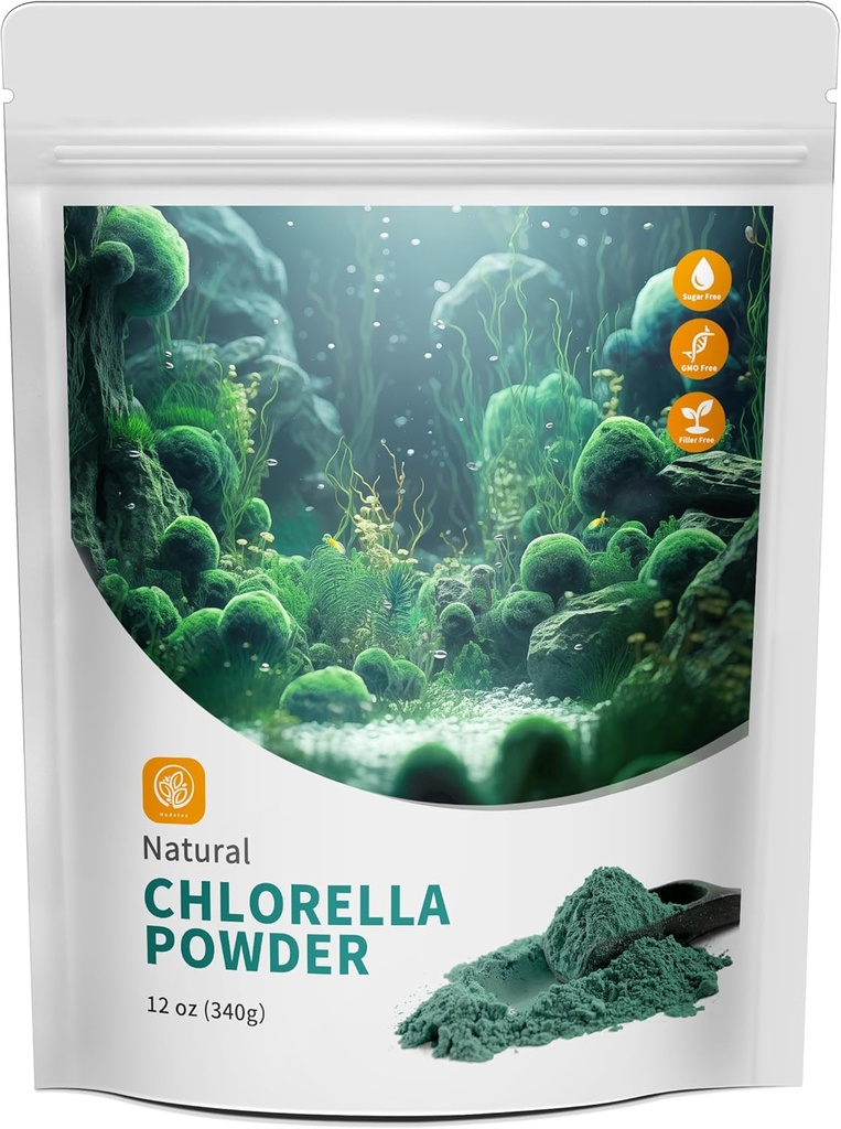 Chlorella Powder Natural with 12 oz - Chlorophyll Powder, Supports Immune System & Liver Function, Keep Youth, Vegan, Rich in Vegan Protein and Vitamins.