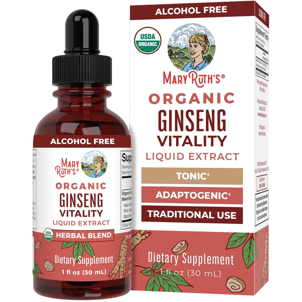 MaryRuth Organic Herbal Supplement for Brain Function | ブーストエナジー | メモリー | ヴィタリティ USDA | アシュワガンダ | エリュートヒーロー&マカルートエキス | 1 Fl Oz