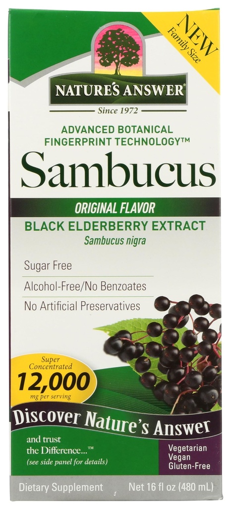 Nature's Answer Sambucus Elderberry Syrup 16 Ounce | Great Tasting Immune サポートサプリメント | 抗酸化剤、ビーガン、グルテンフリー、米国製 | シングルカウント