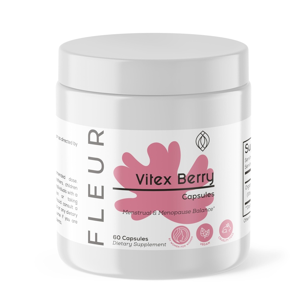 FLEUR Vitexのカプセル、女性のためのホルモンのバランスのためのVitexのChasteberry、PCOSの補足の助けは月経周期サポート、豊饒及びPMSサポート、500mg、60CtのためのProgesteroneのレベルを維持します