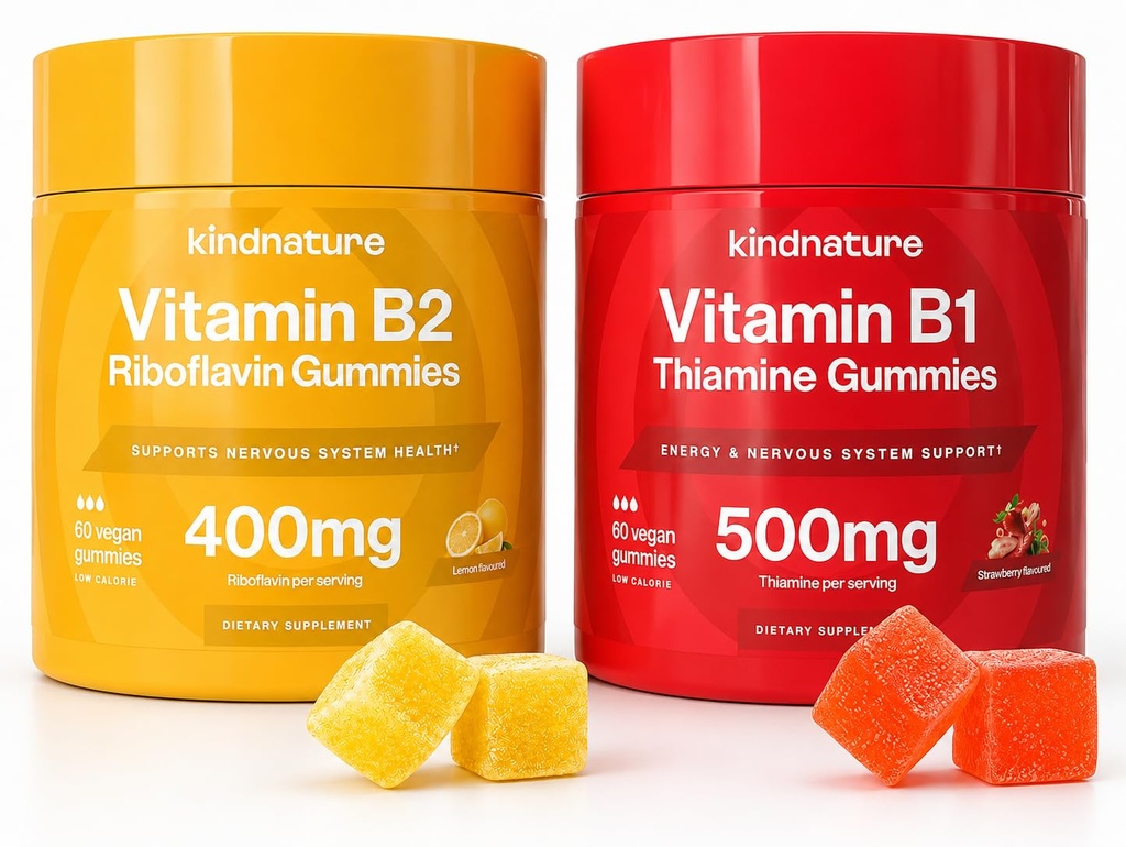 優美なB-Vitamin Boost:B1 Thiamine 500mg及びB2 Riboflavin 400mg子供及び大人のためのGummy Duo