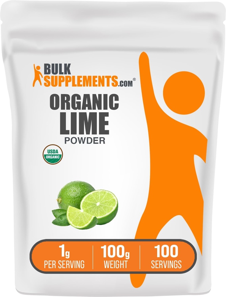 BulkSupplements.comオーガニックライムパウダー - シトラスAurantifoliaフルーツ由来の有機ライム風味パウダー - エアドライ&グルテンフリー、サービング1g、100g(3.5オンス)(1パック)