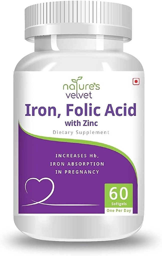 AZAZAZ の性質のビロードのヘルスケアの鉄及び亜鉛が付いている葉酸は、妊娠、60 のsoftgels の補足のために補います