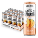 最適栄養アミノエネルギースパークリング水分補給ドリンク、電解液、カフェイン、アミノ酸、BCAA、砂糖フリー、ピーチベリーニ、12 Flオズ、12パック(5月Varyを包装)