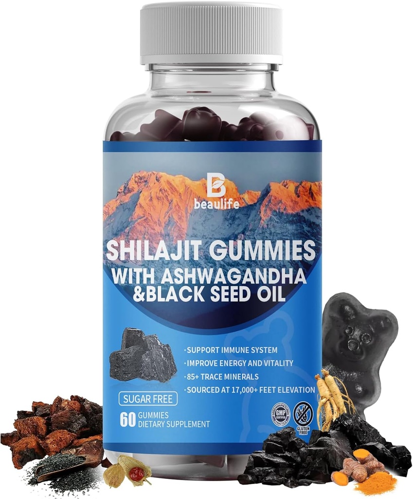 シラジット・グミ、シラジット、樹脂、85+ ミネラル、フルヴィク酸、Phytonutrients、ビタミンC、D、B12、Ashwagandha、Chagaのきのこの、エネルギー、免疫サポートのためのTurmericを追跡して下さい