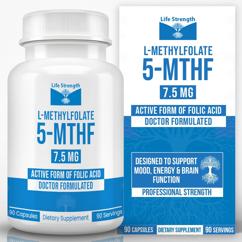 L-Methylfolate 7.5 MG、最大限に活用される及び非常に生物活動的なメチルの葉酸塩、気分および免疫サポートのための5-MTHFの補足、エネルギー、非GMO及びグルテンフリー、90のカプセルのための自然な食事療法の補足