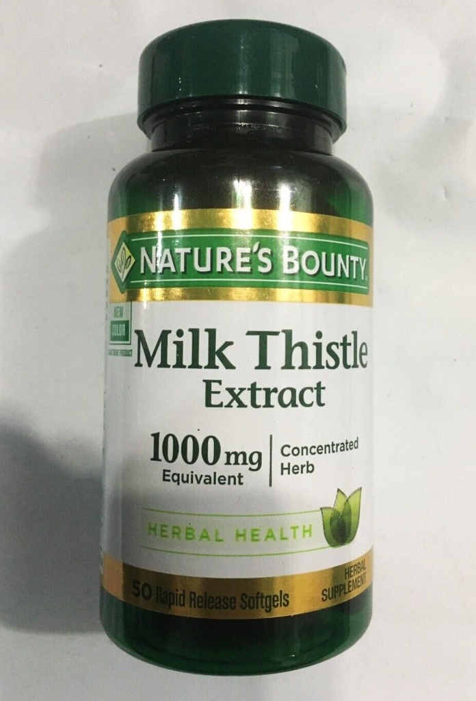 Nature's Bounty Milk Thistle 1000mg、Herbal Health Supplement、毎日のサプリメント、グルテンフリー、迅速なリリースSoftgels、50 Ct