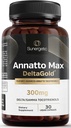 Sunergetic Premium Annatto Tocotrienol Supplement - DeltaGold - Tocotrienols Vitamin E 300mg - 肝臓、免疫、心臓の健康をサポート - デルタ+ガンマトコトリエンロール(30液体カプセル)