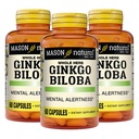 MASON NATURAL Ginkgo Biloba, 3ヶ月の供給, 精神的な警戒を改善するのに役立ちます & 最適な脳機能をサポート, 60カプセル (3パック)