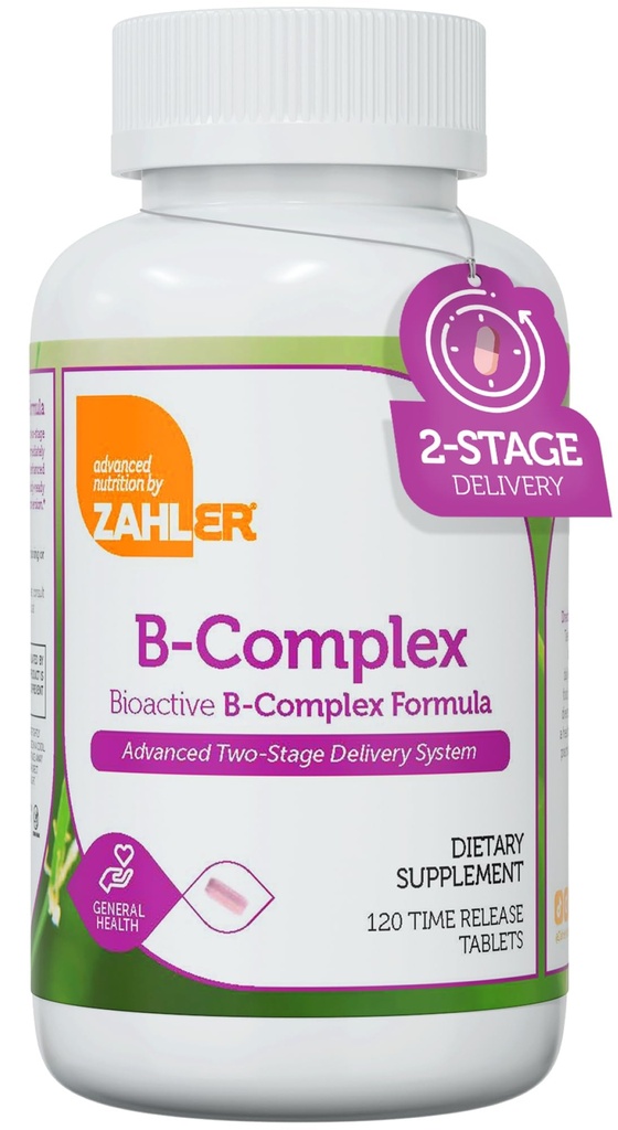 女性&男性のためのZahler B-コンプレックスビタミン - ビタミンBコンプレックス - B1 B2 B3 B5 B6 B7 B9 B12 - 高度な2ステージデリバリーシステム - グルテンフリーコーシャ非GMO VIT B(120錠)