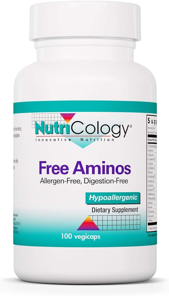 Nutricologyの自由なアミノの補足-必須のアミノ酸の複合体、細い筋肉固まりサポート、ベジタリアンのカプセル- 100の計算