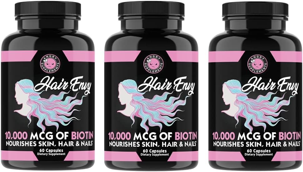 Angryは毛のEnvyを補います 10,000のmcgのBiotin +ケラチンは、+ヒドロワートの毛を育てますり、より厚い釘、ゆとり及び栄養物の皮を増強します–毛を薄くする助けは(3びん)傷つきます