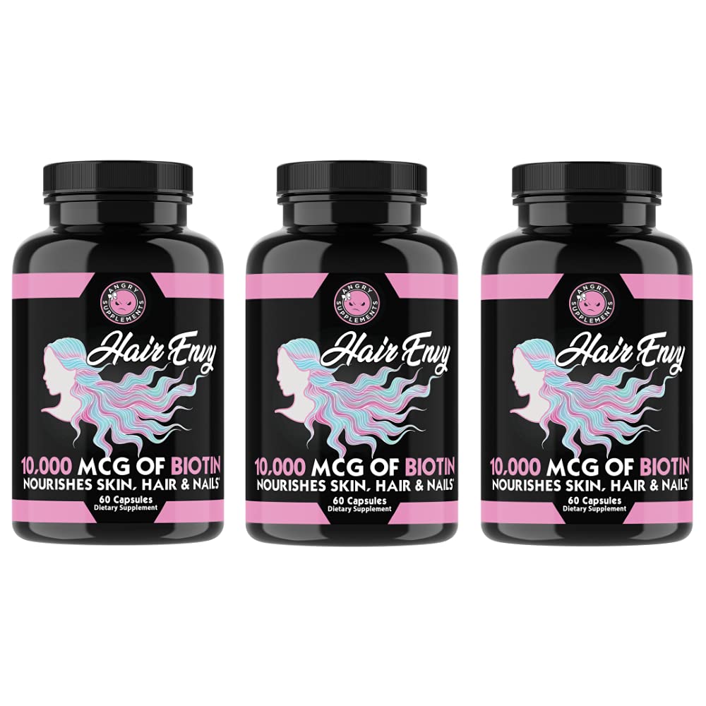Angryは毛のEnvyを補います 10,000のmcgのBiotin +ケラチンは、+ヒドロワートの毛を育てますり、より厚い釘、ゆとり及び栄養物の皮を増強します–毛を薄くする助けは(3びん)傷つきます