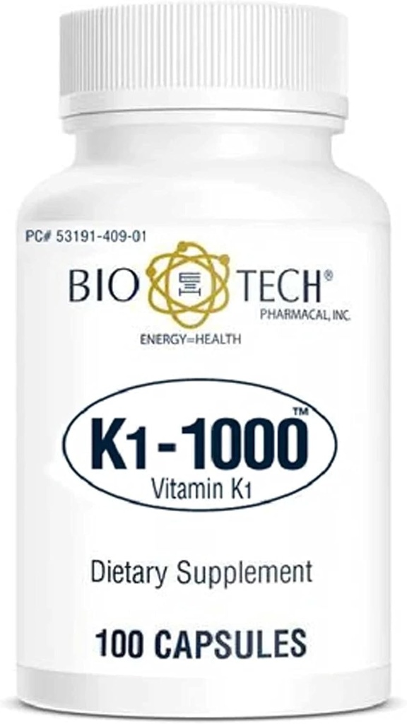 Bio-Tech Pharmacal K1-1000 (Vitamin K1) 100 Capsules - 3 Pack