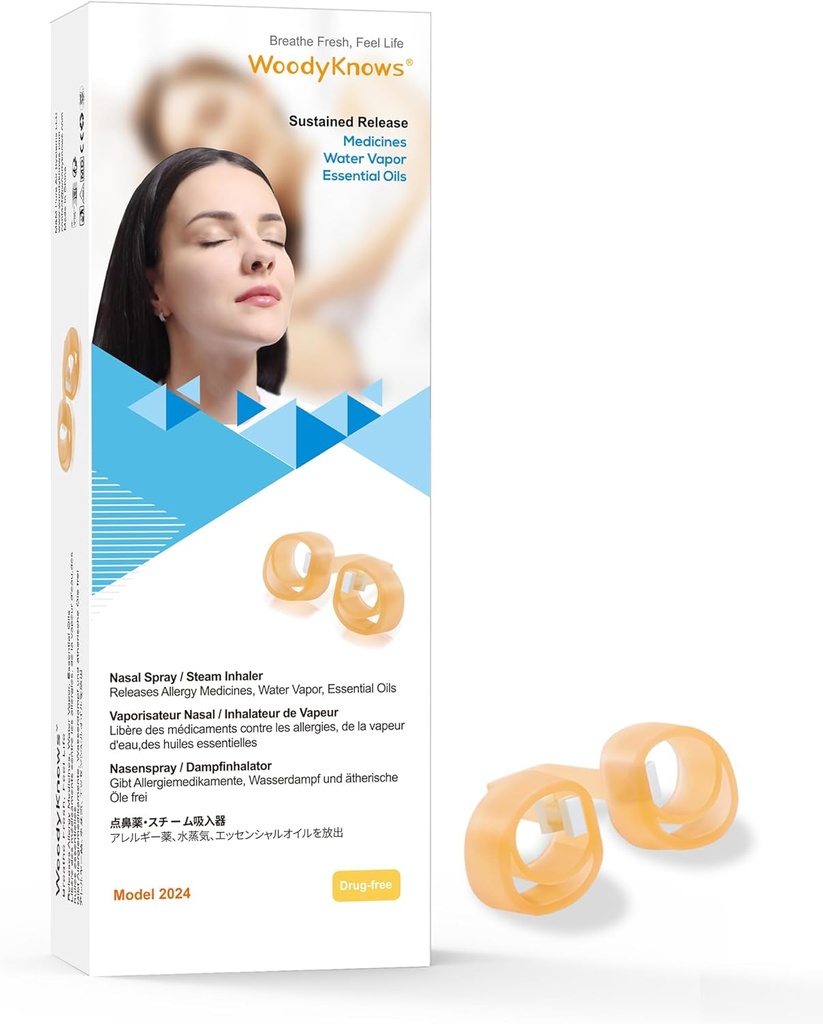 WoodyKnows鼻スプレー/蒸気吸入器、新モデル │ Gentle、快適、長期拡散のための一般的な鼻スプレー装置 │ ポータブルエッセンシャルオイルディフューザー(L 3パック)