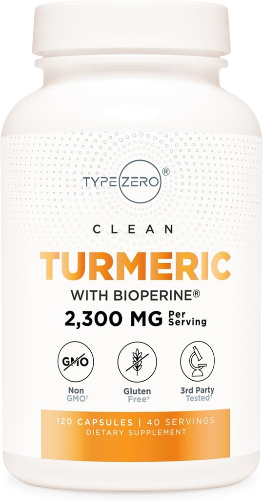 Bioperine (120 カプセル) とタイプ ゼロ ターメリック (サービングあたり 2300mg) - GMOフリー、グルテンフリー、3rd パーティテスト