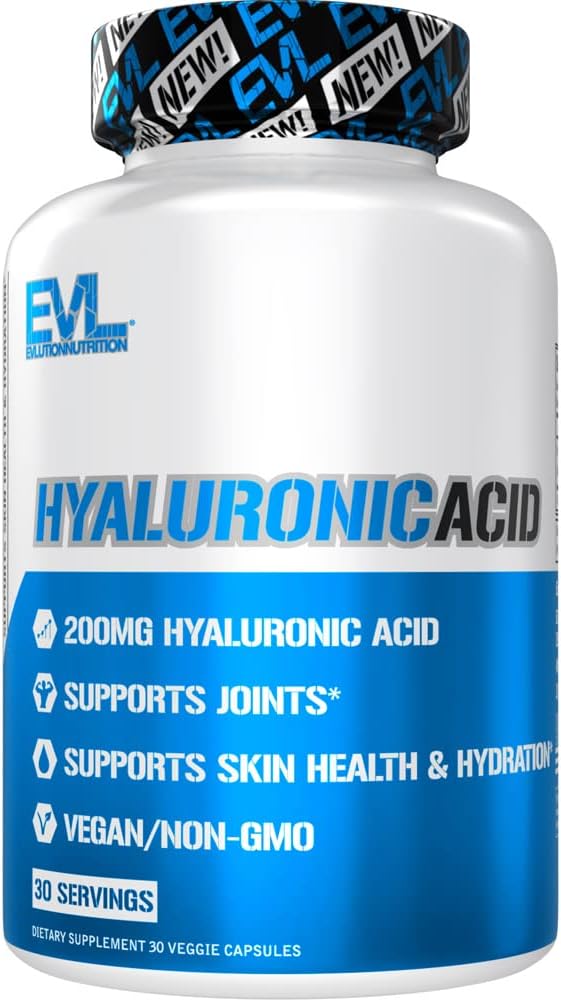Evlutionのビーガンの食事療法のHyaluronicの酸の補足の栄養200mg Hyaluronic酸のカプセルの乾燥肌のサプリメントか破損した皮のための人-高い効力のBioavailable非GMOの方式
