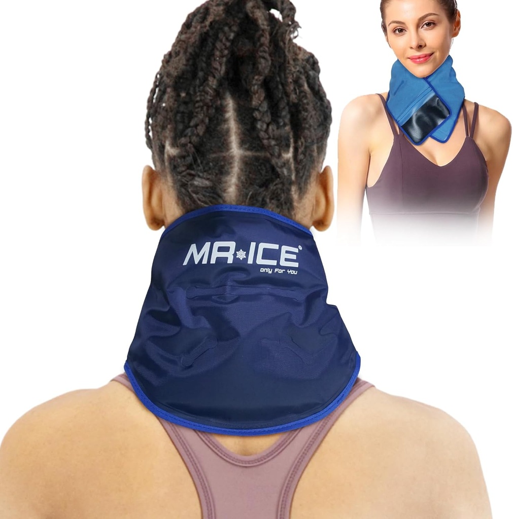 MR.ICEの首のアイスパックは傷害の再使用可能な冷たいパックのための覆い-プラシ天の裏付けが付いている首および肩のためのゲルのアイスパック-痛みの軽減、膨張、スポーツの傷害のための風邪の圧縮します