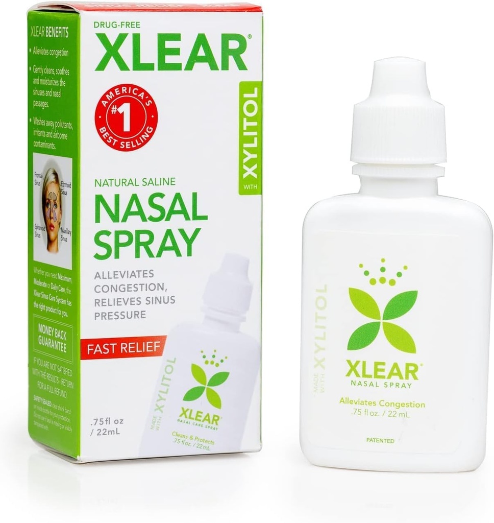 Xylitol、子供および大人のための鼻の保湿剤が付いているXlearの自然なサリンの鼻のスプレー、0.75のflのoz (1のパッケージ)