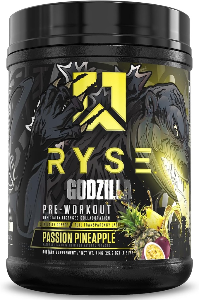 RYSE Godzilla X Noel Deyzelプレワークアウトパウダー - パッションパイナップル - 400mgカフェイン、シトルリンと男性&女性のためのハイスティムプレワークアウト - エネルギー、ポンプ&フォーカス - 20/40サービング