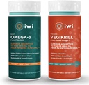 iwi Omega-3 Sport & Vegikrill Omega-3 Bundle, 30 Servings, Vegan Plant-Based Algae Omega 3 with EPA + DHA, Krill & Fish Oil Alternative, No Fishy Aftertaste