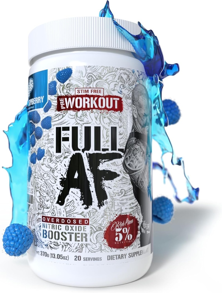 5% 栄養 FullAF プレワークアウト | 量産ポンプで刺激フリー | L-Citrulline、L-Taurine、Nitrosigine、GlycerSize | 13.05 oz (ブルー ラズベリー)