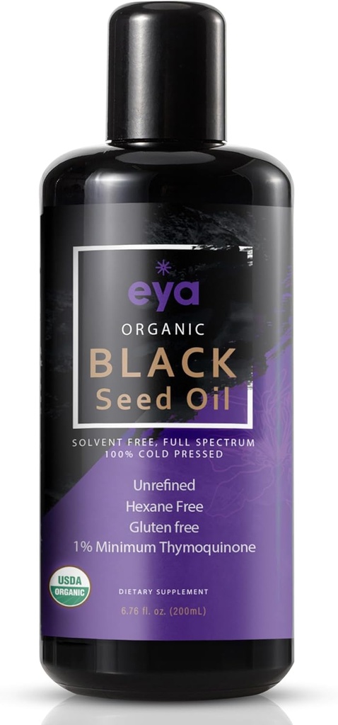 Eya Vitamins, Organic Egyptian Black Cumin Seed oil (Nigella sativa), Cold-Pressed, Helps to Support Healthy Gut for Digestive & Immune System, Vegan (200ml)