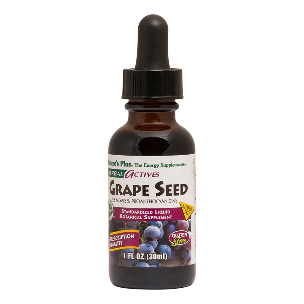 Natures Plus Herbal Actives Grape Seed 25 mg液体サスペンション - ビーガンドロップ、1 floz - ベジタリアン、グルテンフリー - 30サービング