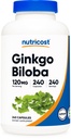 Nutricost Ginkgo Biloba 120mg、240カプセル - 余分な強度のGinkgo Bilobaエキス - Gluten無料&非GMO