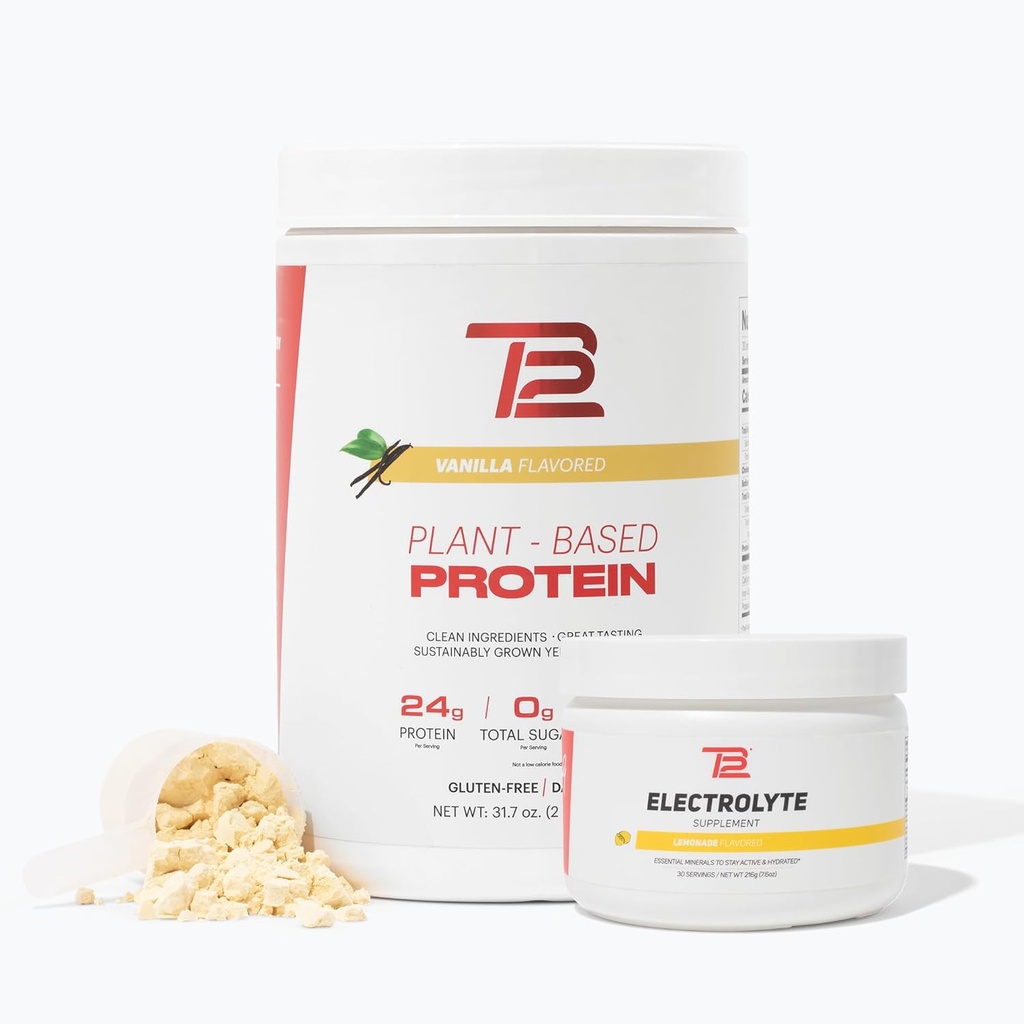 TB12植物によって基づく強さ及び水和の束(Vanilla蛋白質の粉及びLemonadeのElectrolytes)、サポート筋肉回復及び水和、酪農場自由、非GMO、大豆フリー