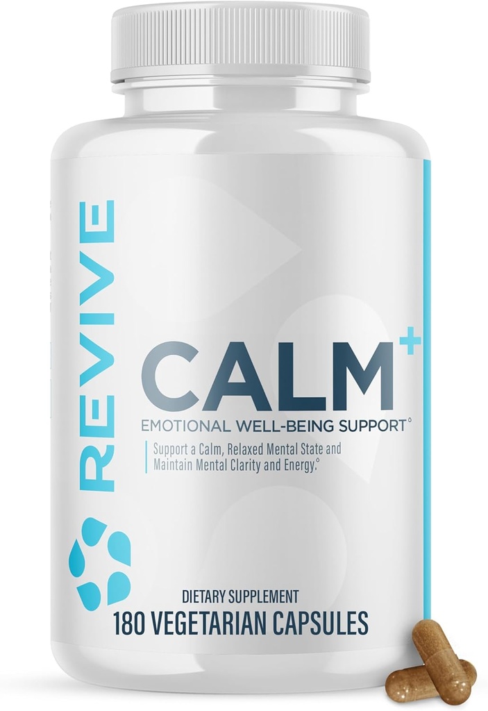 Revive MD Calm、感情的なウェルビーイングサポートサプリメント - 男性と女性のためのストレス管理 - 気分の強化サプリメントは、L-テアニン、GABAと5-HTP(180カプセル、30サービング)でリラックスを促進する