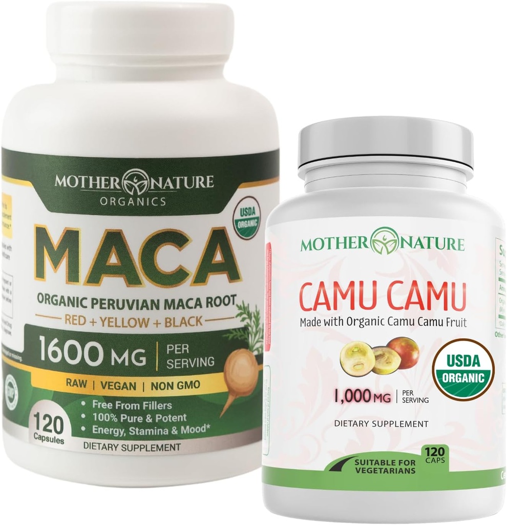 有機ビタミンC + Maca Rootカプセル - 自然エネルギー&免疫サポート
