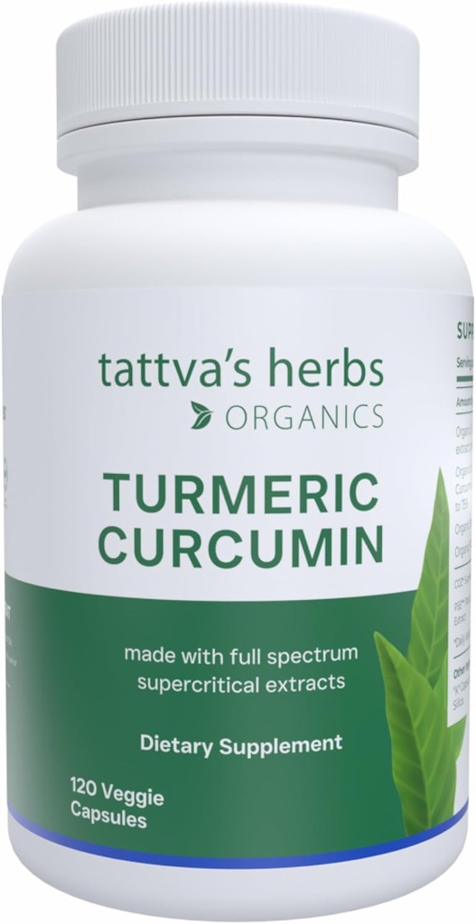 Tattva's Herbs Turmeric Curcumin 500 mg, Herbal Supplement for Antioxidant Support, Turmeric Curcumin with Black Pepper for Advanced Absorption, 1 Pack, 120 Veggie Capsules