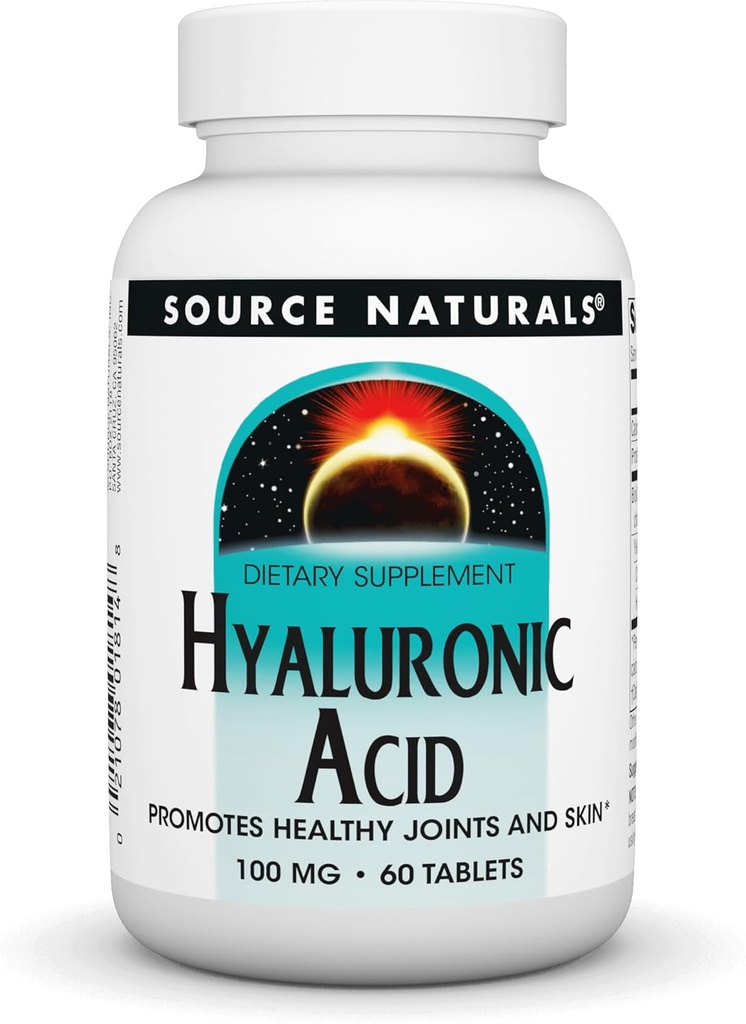 源のNaturals Hyaluronic酸は、健康な接合箇所および皮を、100mg - 60のタブレット促進します