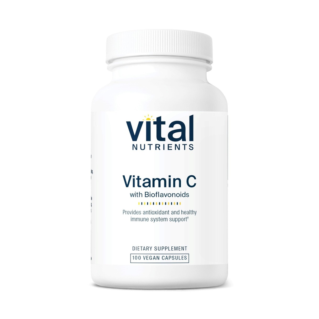 バイオフラボノイド配合ビタミンC | 免疫対応ビーガンサプリメント | 1000mg ビタミンC・500mg シトラスバイオフラボノイド | グルテン・乳製品・大豆フリー | GMO | 100カプセル