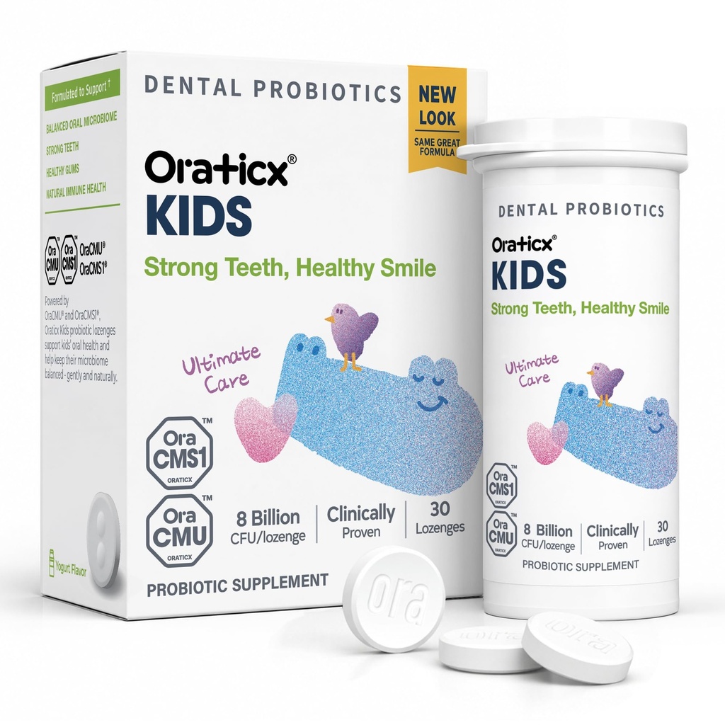 OraTicxは、アンチキャビティ+健康な歯とグム、経口健康、ヨーグルト味1-PKのための8つのビリオンCFUプロバイオティクスのための歯科プロバイオティクスをからかいます