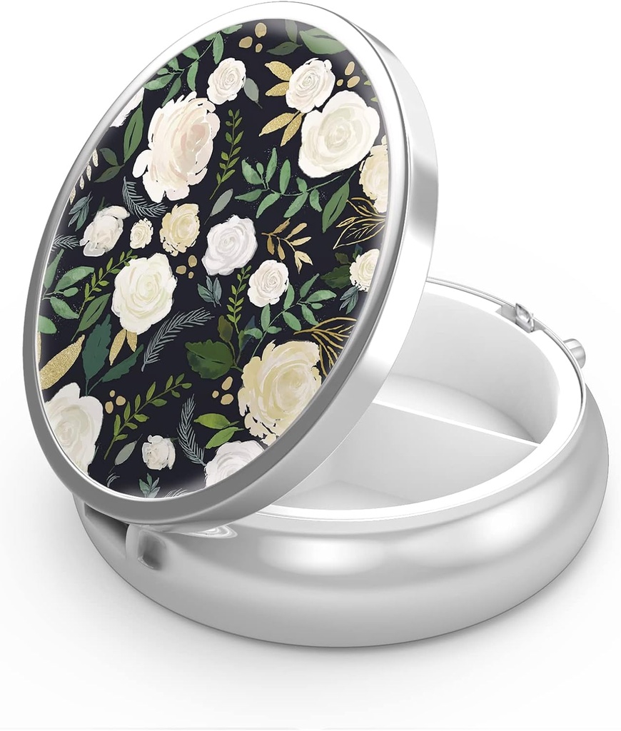 丸薬箱3のコンパートメントの小さい丸薬の箱、ポケットまたはPurseの丸薬のオルガナイザーの丸薬のホールダーのためのポータブルはビタミン、薬、魚油および補足を(優雅な花)握ります