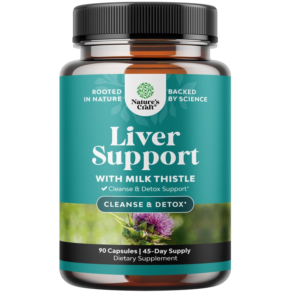 Natures Craft Liver Cleanse Detox & Repair - Herbal Liver Support Milk Thistle Supplement - Silymarin Milk Thistle Supplements with Dandelion Root, Choline, Beetroot & Artichoke Extract - 90 カウント