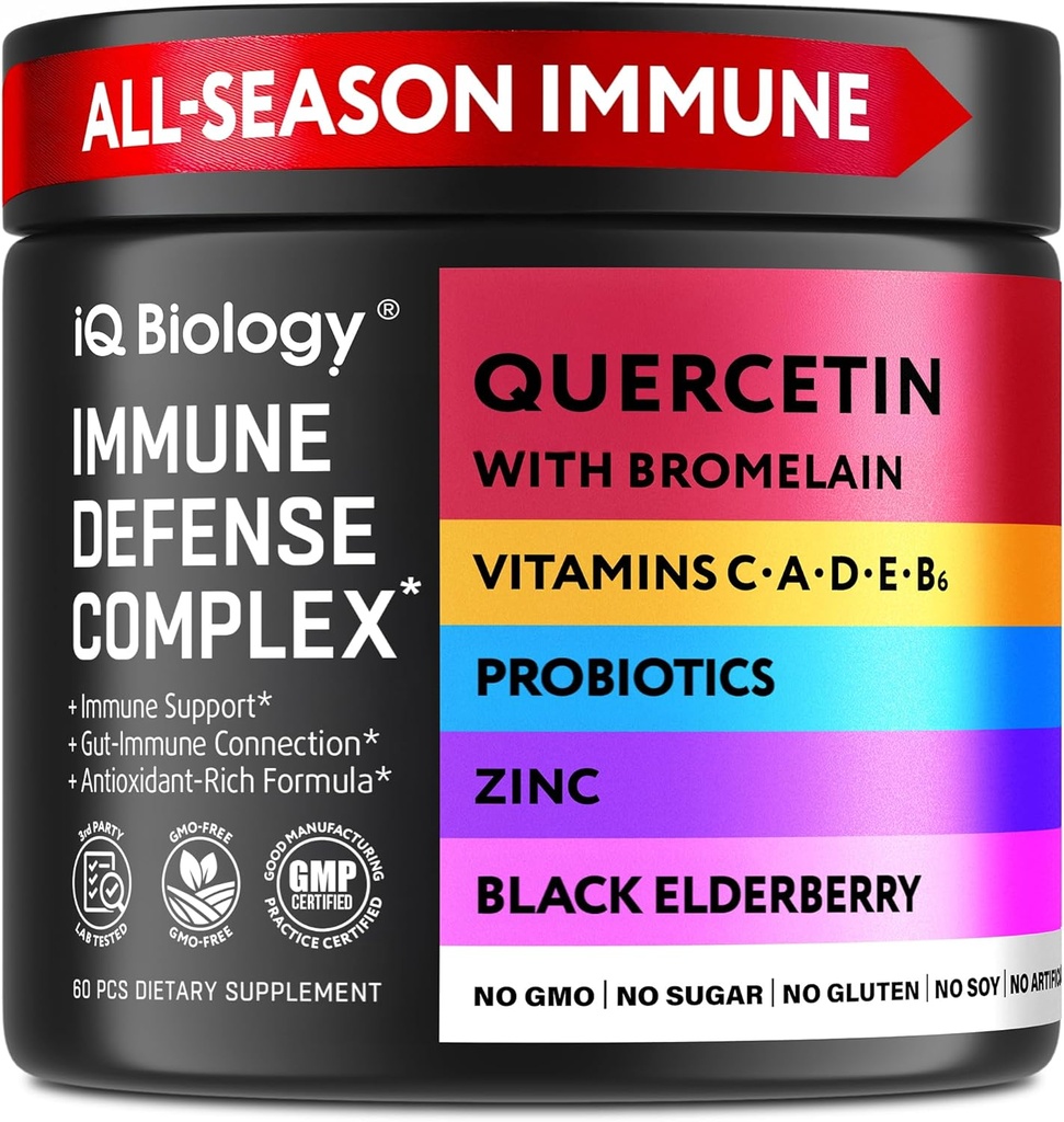 Bromelainとケルセチン - 免疫サポート&呼吸ケアのためのプレミアムケルセチンカプセル* - 緑茶亜鉛マグネシウムビタミンDビタミンCビタミンビタミンEターメリックジンゼレンカルシウム - 60カプセル