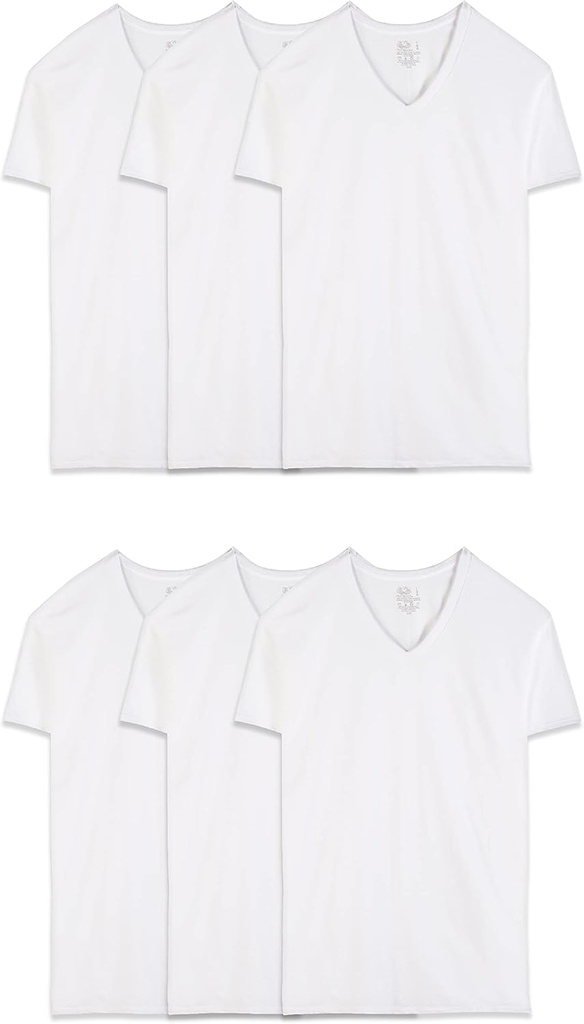 Fruit of the Loom Men's V-Neck Undershirts, Moisture Wicking & Tag Free, Also Available in Tall Sizes
