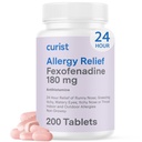 CuristのFexofenadineの塩酸塩180mg (200のタブレット)非眠気のアレルギーの薬物 - Runnyの鼻、かゆみの目のための24時間の一日のアレルギーの救助、及び喉-アレルギーの救助のタブレット(200の計算)