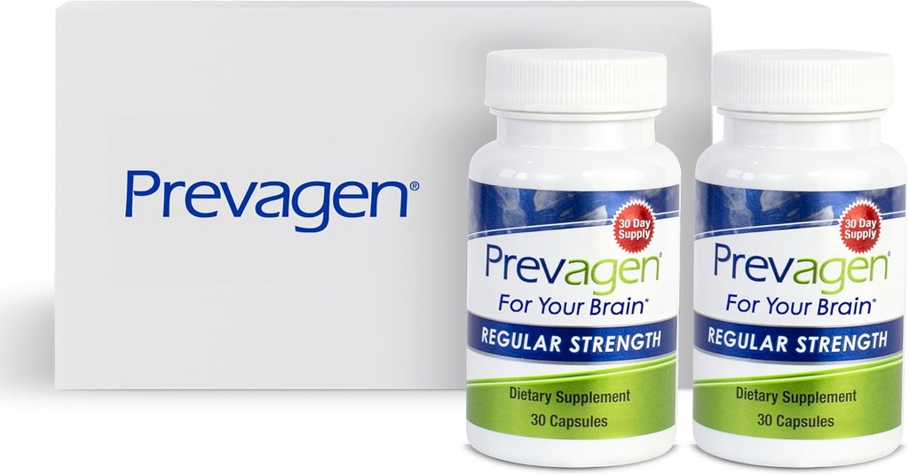 Prevagen 10mg、30カプセルの2本のびん、引き込み式および積み重ね可能なPrevagenの貯蔵箱が付いている規則的な強さ30 Ct