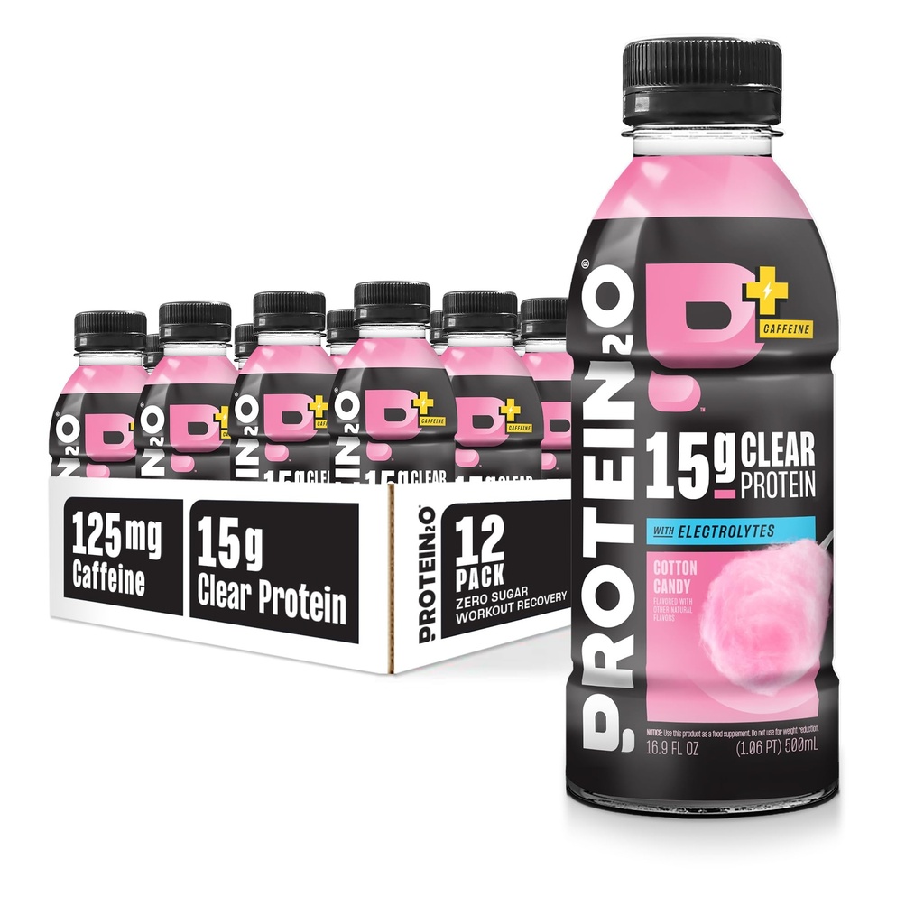 Protein2o 15gのWhey蛋白質の隔離された水和の飲み物のプラスのエネルギー及び焦点、電解質の350mg、ビタミンB5及びB6の砂糖の自由な、綿のキャンデー、16.9のozのびん(12のパック)