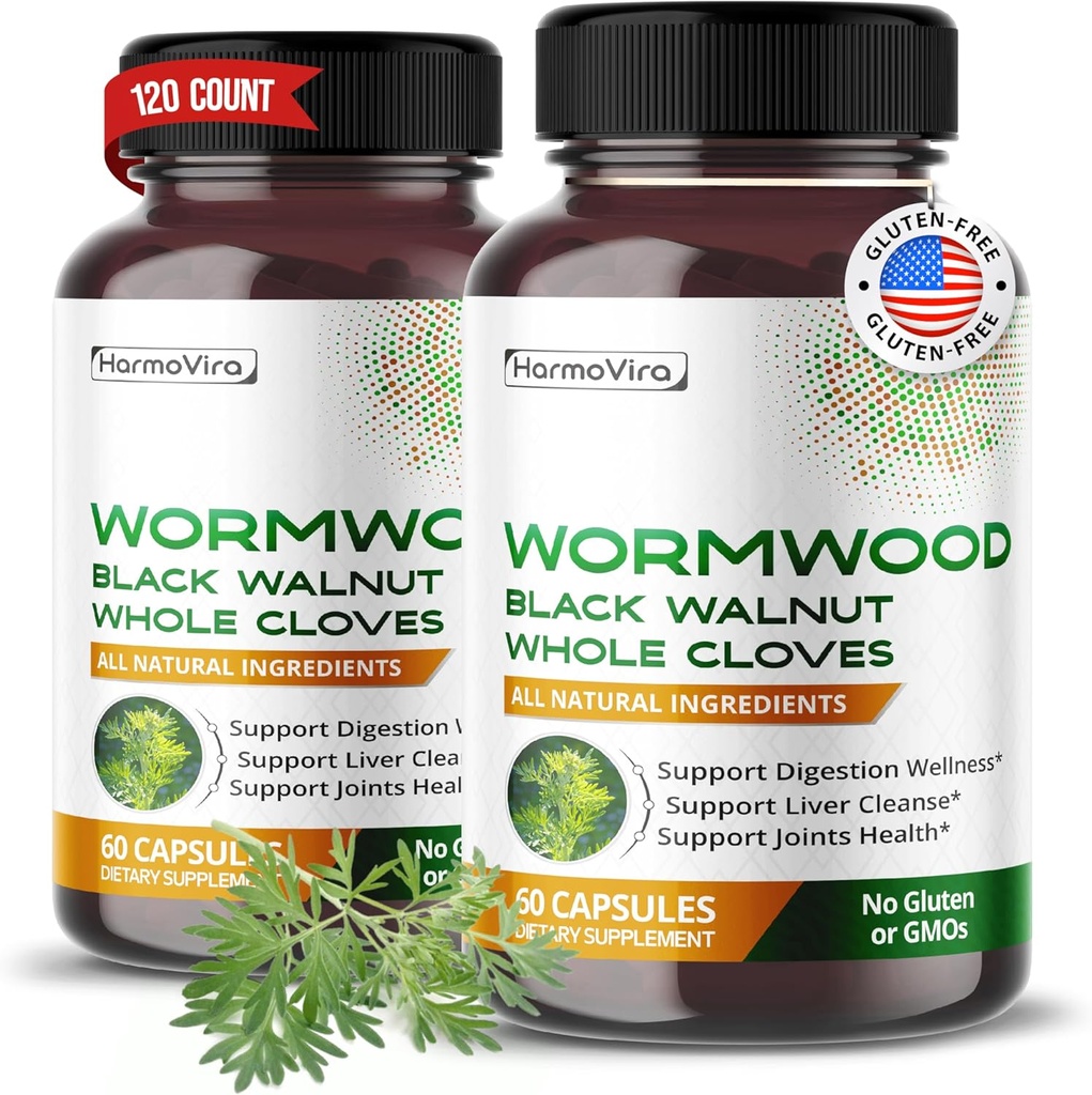 Wormwoodの黒のクルミの全クローブのジンジャー - サポート消化のウェルネス、肝臓のクレンジング、接合箇所の健康 - 120日の供給 - 米国製